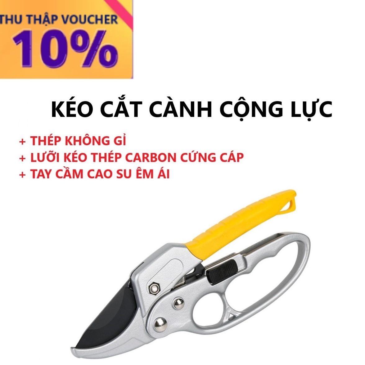 Kéo cắt cành cộng lực, kéo cắt cành cây, kéo cắt tỉa cây cảnh - dụng cụ làm vườn chuyên nghiệp