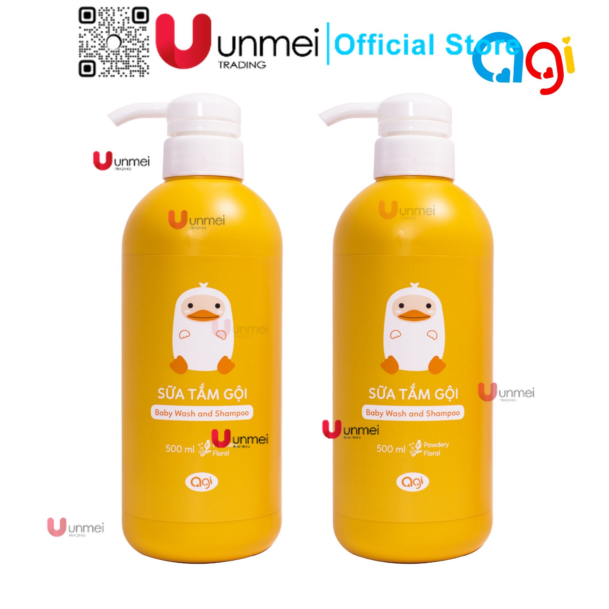 Combo 2 chai tắm gội agi 500ml - hương phấn