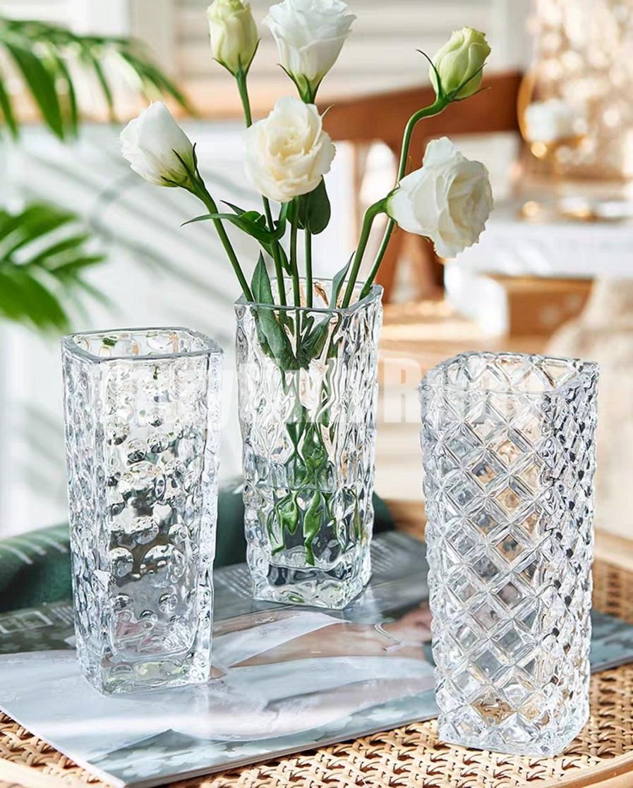 Bình bông lọ hoa thủy tinh eo lớn, Lọ cắm hoa handmade