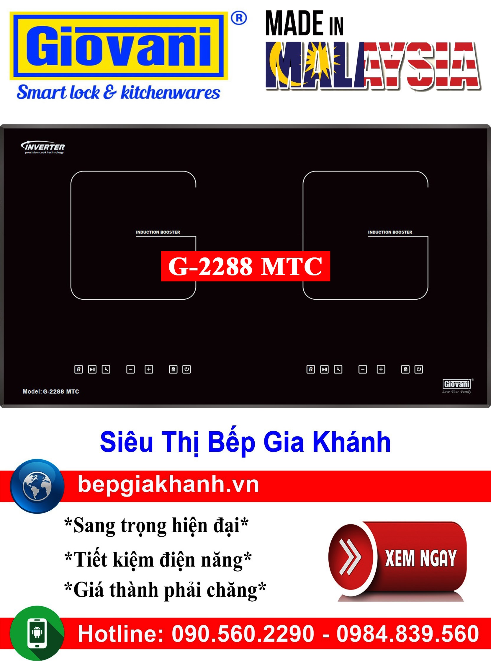 [HCM]Bếp từ đôi Giovani G-2288 MTC nhập khẩu Malaysia, bếp từ, bếp điện từ, bếp từ đôi, bếp điện từ đôi, bếp từ giá rẻ, bếp điện từ giá rẻ, bếp từ đơn, bep tu don, bep tu
