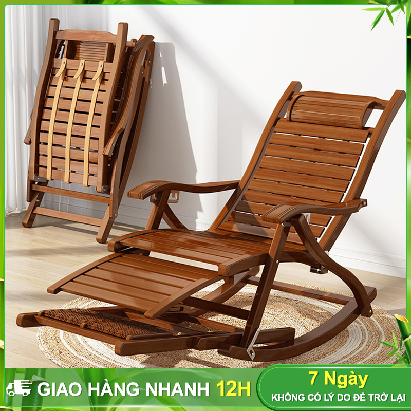 BOHO Ghế Tre bập bênh thư giãn Ghế bập bênh ghế tre thư giãn chất liệu tre tự nhiên gấp gọn tiện lợi Ghế mây bập bênh bảo hành 36 tháng