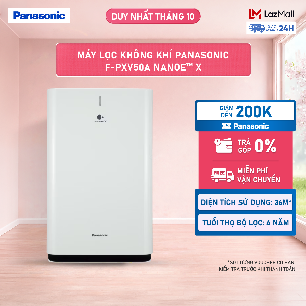Máy lọc không khí Panasonic F-PXV50A nanoe™ X - Bộ lọc HEPA- Hàng chính hãng