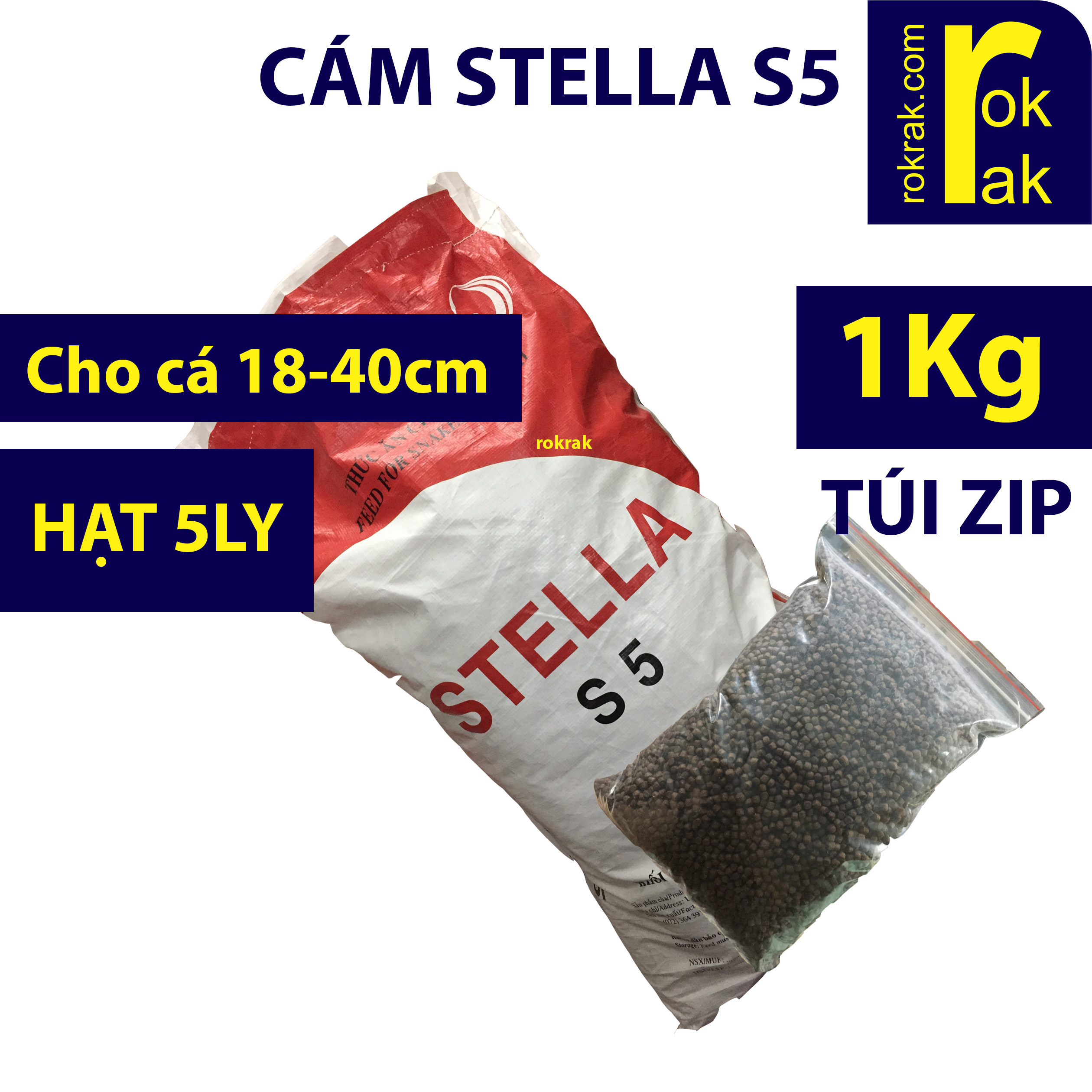 Cám stella s5 bao chiết 1kg thức ăn cho cá koi