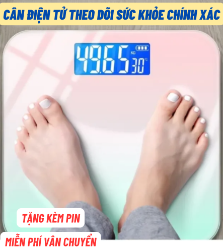 (TẶNG KÈM PIN) LOẠI TỐT - CÂN ĐIỆN TỬ MÀU LOANG CỰC HOTTREND CHỊU LỰC ĐẾN 180KG - CÂN CHUẨN - CHÍNH XÁC 100% - CÂN ĐIỆN TỬ THEO DÕI SỨC KHỎE