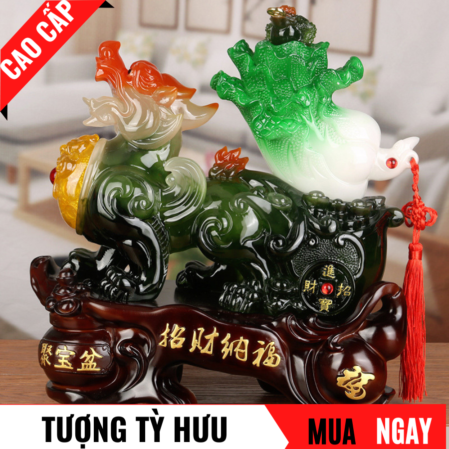 Tượng tỳ hưu linh vật may mắn trang trí phong thủy cao 26cm