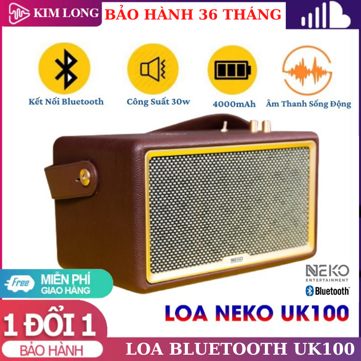 Loa xách tay mini bluetooth neko uk100 - công suất 30w, âm thanh siêu trầm , dung lượng pin lớn 4000mah - loa xách tay mini , loa bluetooth nghe nhạc , loa bluetooth mini bass mạnh