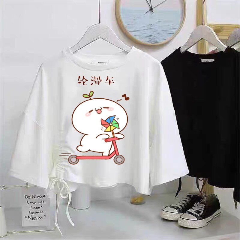 Sét áo cloptop rút dây eo in hình dễ thương hót hít