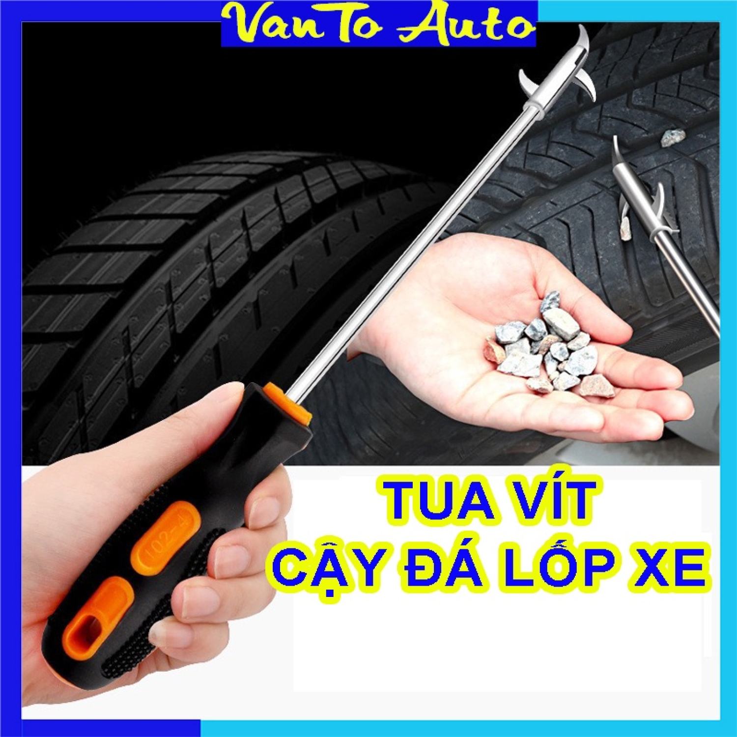 Tua vít cậy đá lốp xe - dụng cụ móc đá dăm lốp xe hơi, cậy đinh lốp ô tô xe máy đa năng đầu tua vít 4 cạnh