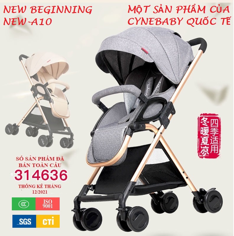Xe đẩy cao cấp aluminium siêu bền và nhẹ gập gọn xe nôi cho bé sơ sinh