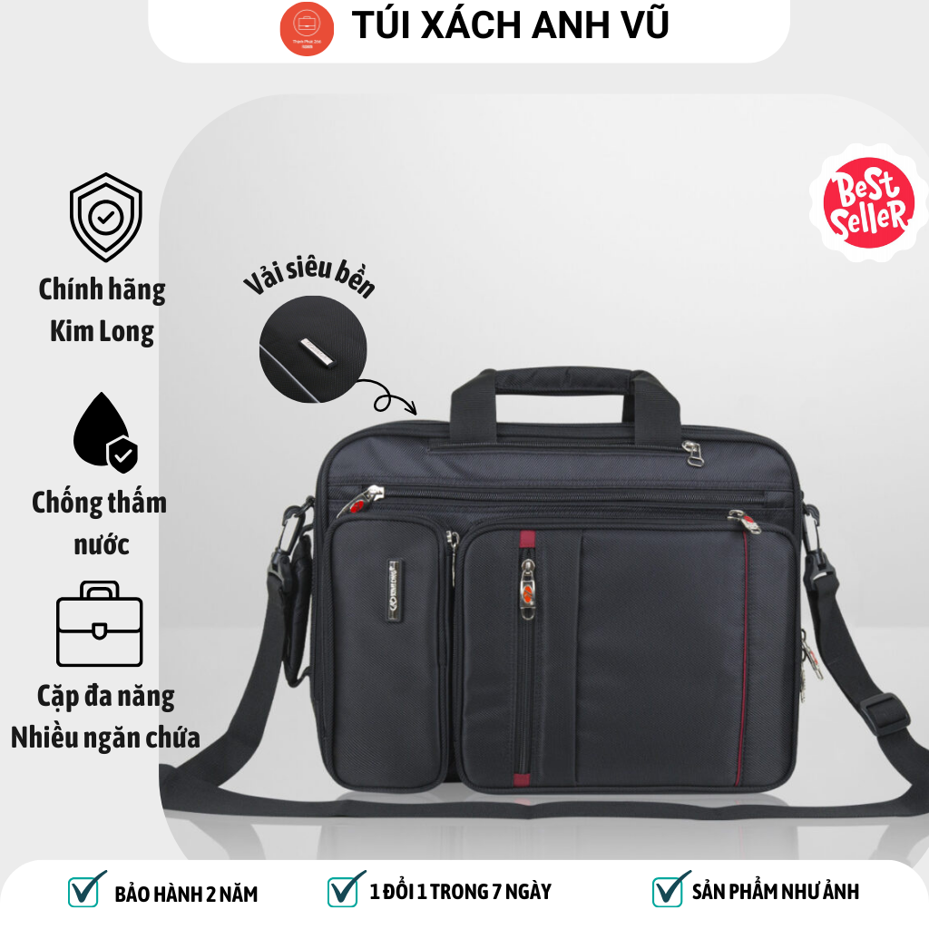 Cặp đi học đa năng cho học sinh cấp 2 -cấp 3 chính hãng kim long kl035 -chống thấm nước -bh 24 tháng