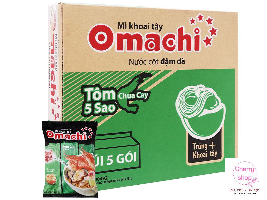 Combo 5 gói mì khoai tây omachi tôm chua cay 5 sao 78g