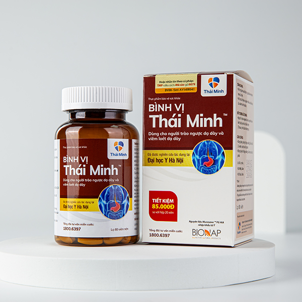 Viên uống bình vị thái minh - dùng cho người trào ngược & viêm loét dạ dày - hộp 20 viên & lọ 80 viên