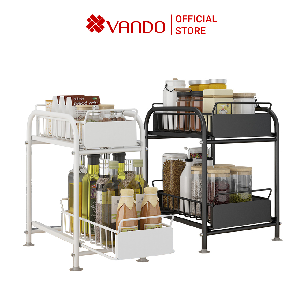 Kệ Đa Năng Nhỏ Thép CarBon Thiết Kế THANH TRƯỢT Hai Màu Đen Trắng Chính Hãng VANDO Cực Kì Thông Minh, Để Nhiều Đồ , Chắc Chắn, Sang Trọng