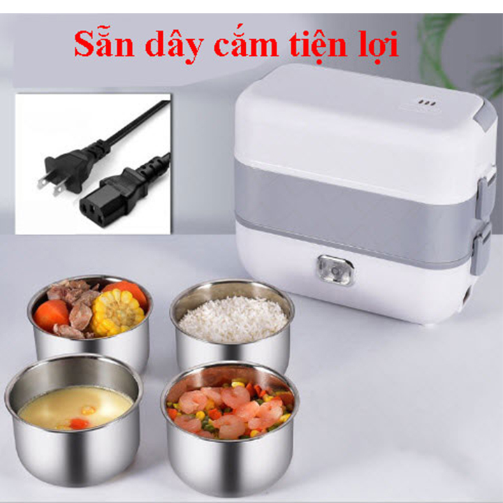 Hộp Cơm Cắm Điện Văn Phòng,hộp cơm innox 2 tầng 4 ngăn