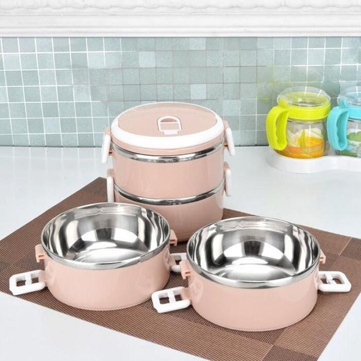 Hộp đựng cơm 2 tầng bằng nhựa nguyên sinh an toàn dùng bảo quản thực phẩm- n087