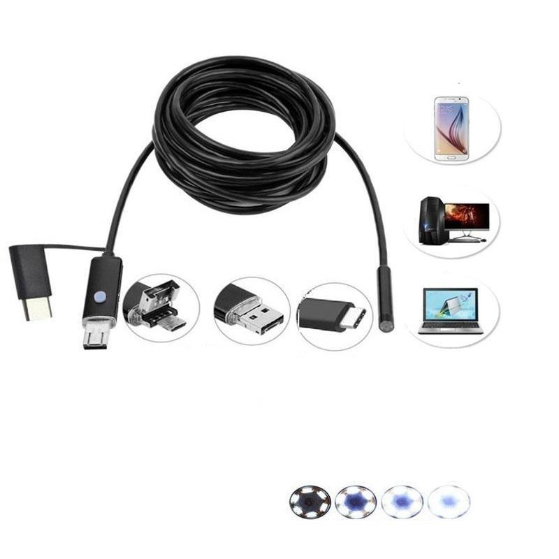 Camera nội soi 3in1 Endoscope chuyên dụng, sửa chữa oto, xe máy, dùng cho mọi máy tính/điện thoại hỗ trợ camera gắn ngoài