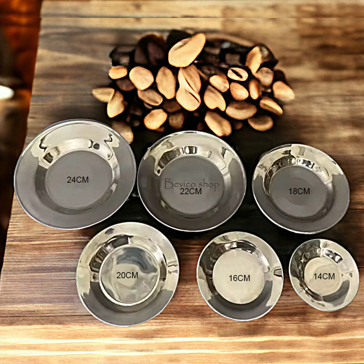 Dĩa inox tròn : 16cm/18cm/20cm/22cm/24cm