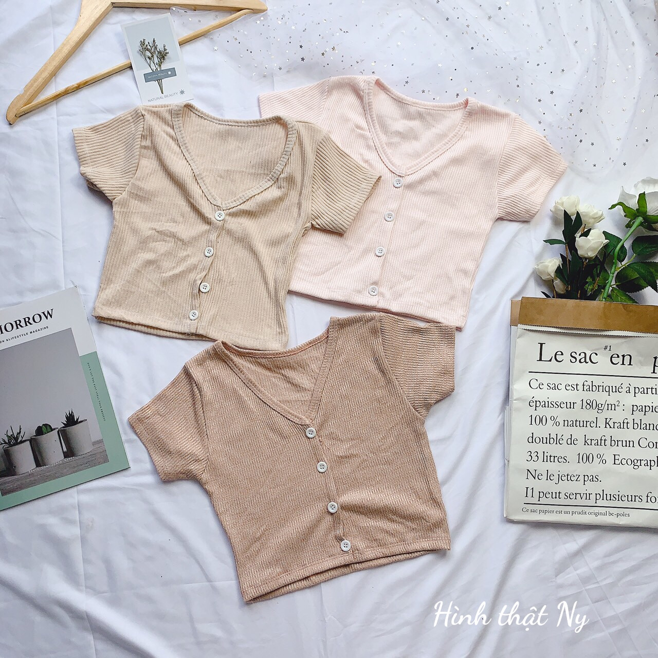ÁO CROPTOP CHẤT VẢI LEN DỆT KIM VINTAGE CỔ CHỮ V CỰC XINH XẮN - NAUY