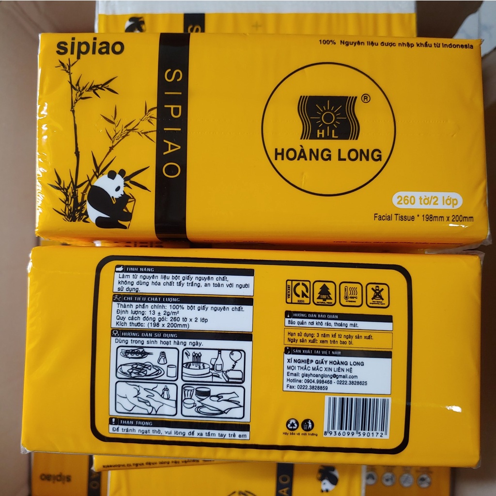 Khăn giấy ăn Sipao Hoàng Long cao cấp 260 tờ/ 2 lớp
