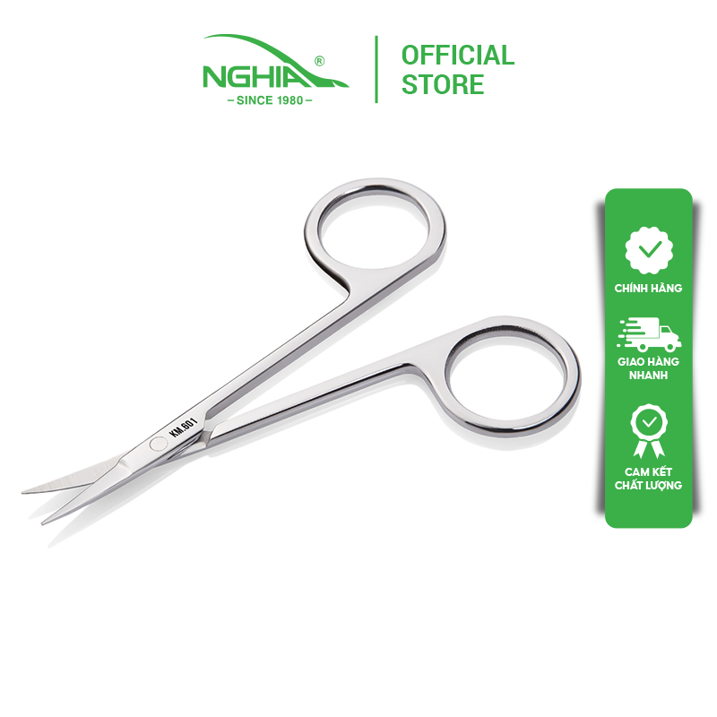 Kéo Cắt Tỉa Lông Mày Thép Không Gỉ Cao Cấp KỀM NGHĨA KM.601 (Mũi Cong Nhọn)
