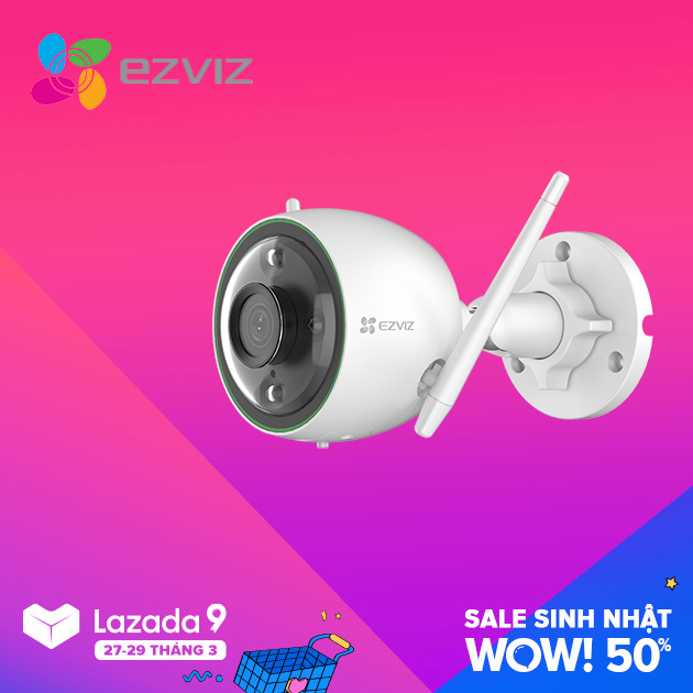 [HCM][VOUCHER 8% tối đa 800k cho đơn từ 150k] Camera Wifi EZVIZ C3N Full HD 1080P có màu ban đêm  không còi  có đèn báo động  báo động AI nhận dạng người và xe