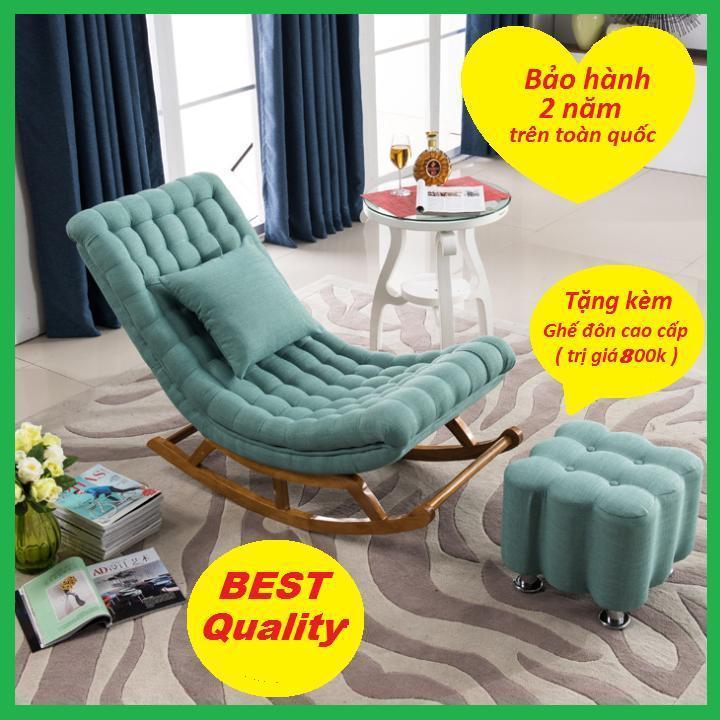 [Trả góp 0%][Có Video] Ghế Sofa Thư Giãn Chân Gỗ Thông Bập Bênh Đệm Bông Tiêu Chuẩn Châu Âu ( tặng kèm 1 ghế đôn 1 gối trị giá 800k ) - Ghế Salon Cao Cấp