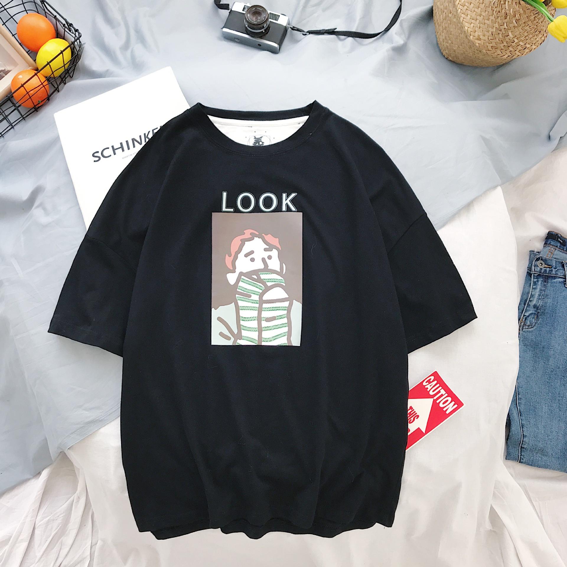 Men's T-Shirt, Round Neck, Short Sleeves, Floral Print, Unique Style, Korean Style, Suitable for Summer, Loose Fit, Student Style9