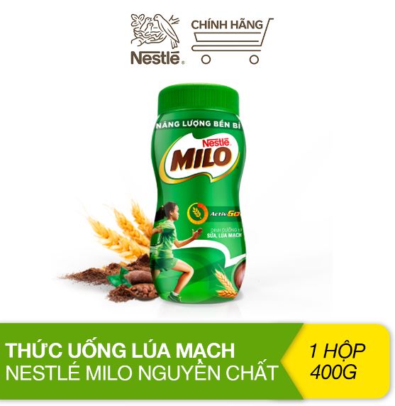 [HCM]Milo bột nguyên chất hũ nhựa 400g thức uống lúa mạch Nestlé