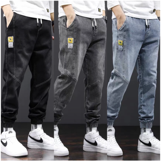Quần jean jogger nam cạp chun bo gấu, quần bò baggy năng động