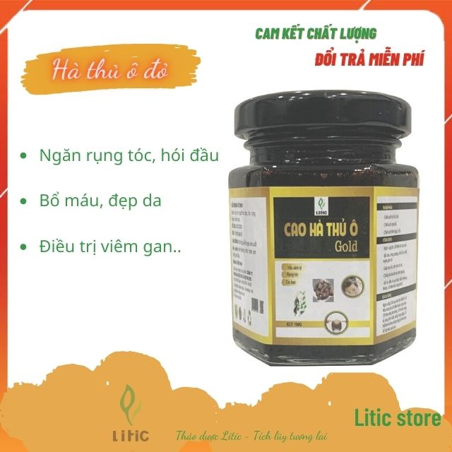 Cao hà thủ ô Gold LITIC 100g hạn chế bạc tóc, rụng tóc sớm, hói đầu, xấu máu LCHTO