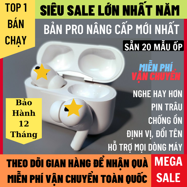 Tai Nghe Bluetooth Không Dây Phiên Bản Pro Nâng Cấp Bản Cảm Ứng, Chống Ồn,Tự Động Kết Nối, Định Vị Đổi Tên Bảo Hành 12 Tháng Hỗ Trợ Mọi Dòng Máy