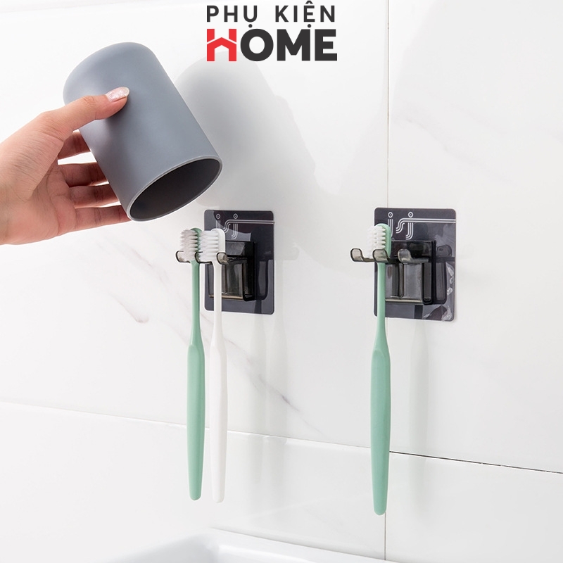 Cốc Nhựa Đựng Nước Và Móc Dán Tường Treo Bàn Chải, Úp Cốc Đánh Răng Trong Nhà Tắm Siêu Chắc, Sản Phẩm Tiện Lợi Cho Gia Đình. Phụ Kiện Home 5216