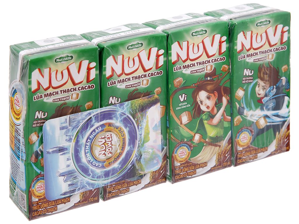 Thùng 48 hộp NuVi Thức uống Sữa Lúa Mạch Cacao Có Thạch Sữa Chua Dâu Có