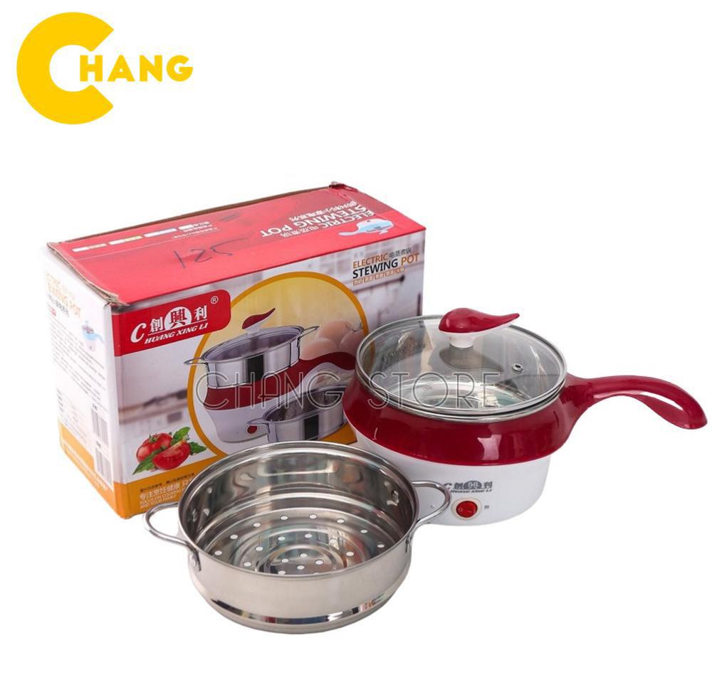 Nồi Lẩu Điện Mini Đa Năng Có Tay Cầm  Dài Tiện Dụng Size 18cm (Kèm Giá Hấp)