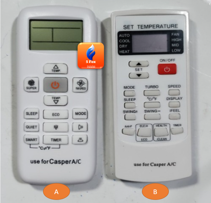 Điều khiển điều hoà casper remote ac 5fox