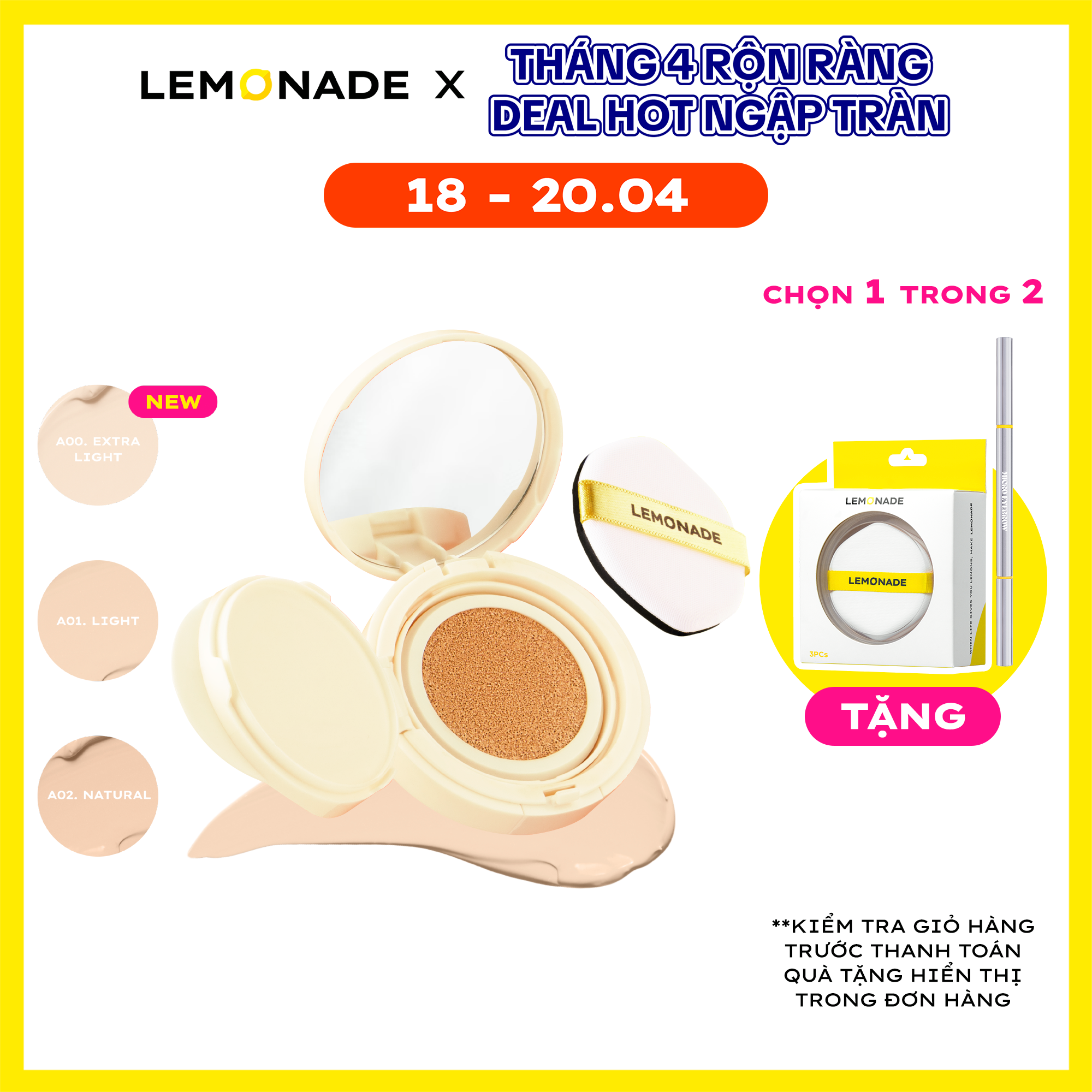 [Quà tặng + voucher]  Phấn nước mịn lì dành cho da khô và da thường Lemonade Matte Addict Cushion 15g