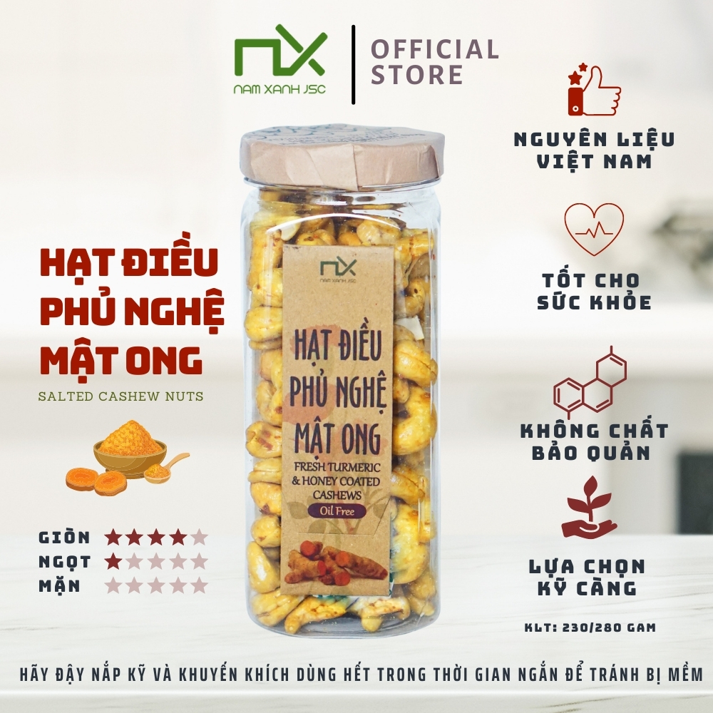 Hạt Điều Phủ Nghệ Mật Ong 230g (280g)/ Fresh Turmeric And Honey Coated Cashews 230g (280g)