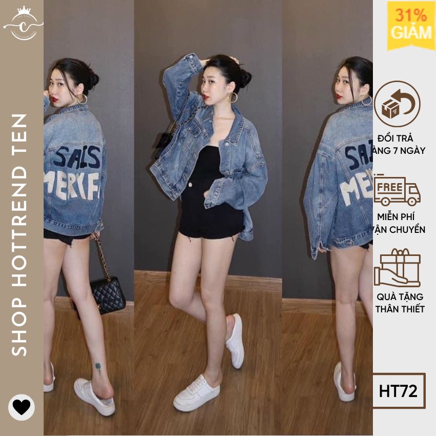 Áo khoác denim nữ chống nắng chất bò,Áo khoác bò SAIS Chất bò siêu dày dặn hàn quốc chất men ngầu