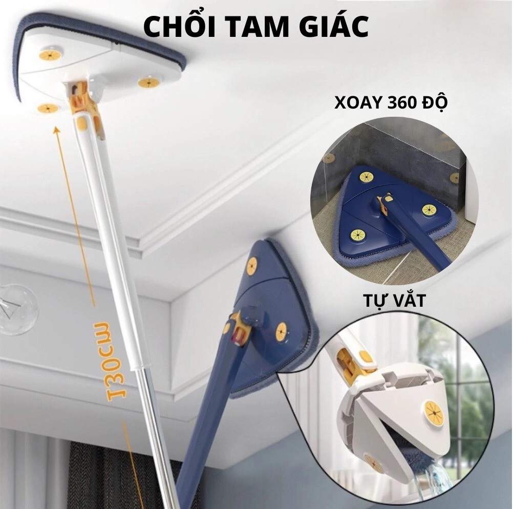 Cây lau tường trần nhà, chổi lau kính đa năng hình tam giác