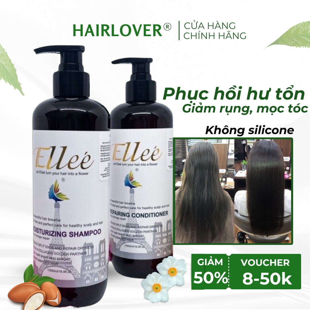 Dầu gội cặp phục hồi tóc hư tổn khô xơ siêu mềm mượt, dầu gội hương nước hoa Pháp Ellee' Hàng Chính 