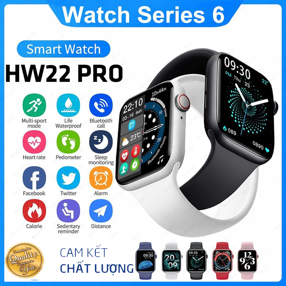 Đồng hồ thông minh HW22 Pro Kết nối NFC, Bluetooth, màn hình cảm ứng vuông 1.75 inch Chống thấm nước chuẩn IP67 - Gọi điện, đổi hình nền dễ dàng - Đo nhịp tim, theo dõi sức khỏe  - Công nghệ sạc không dây