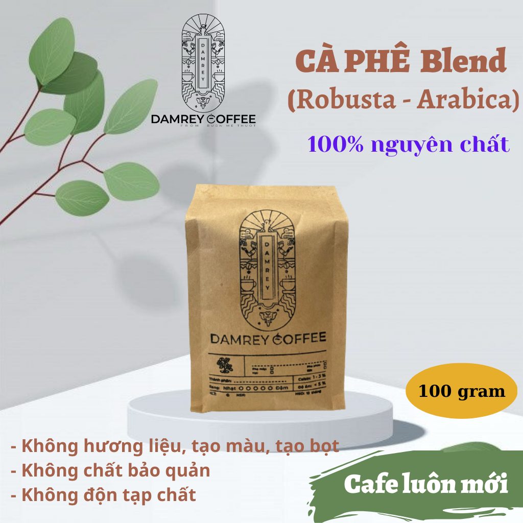Cà phê DAMREY COFFEE Blend rang mộc vị truyền thống, đậm đà, hương thơm, hậu vị ngọt