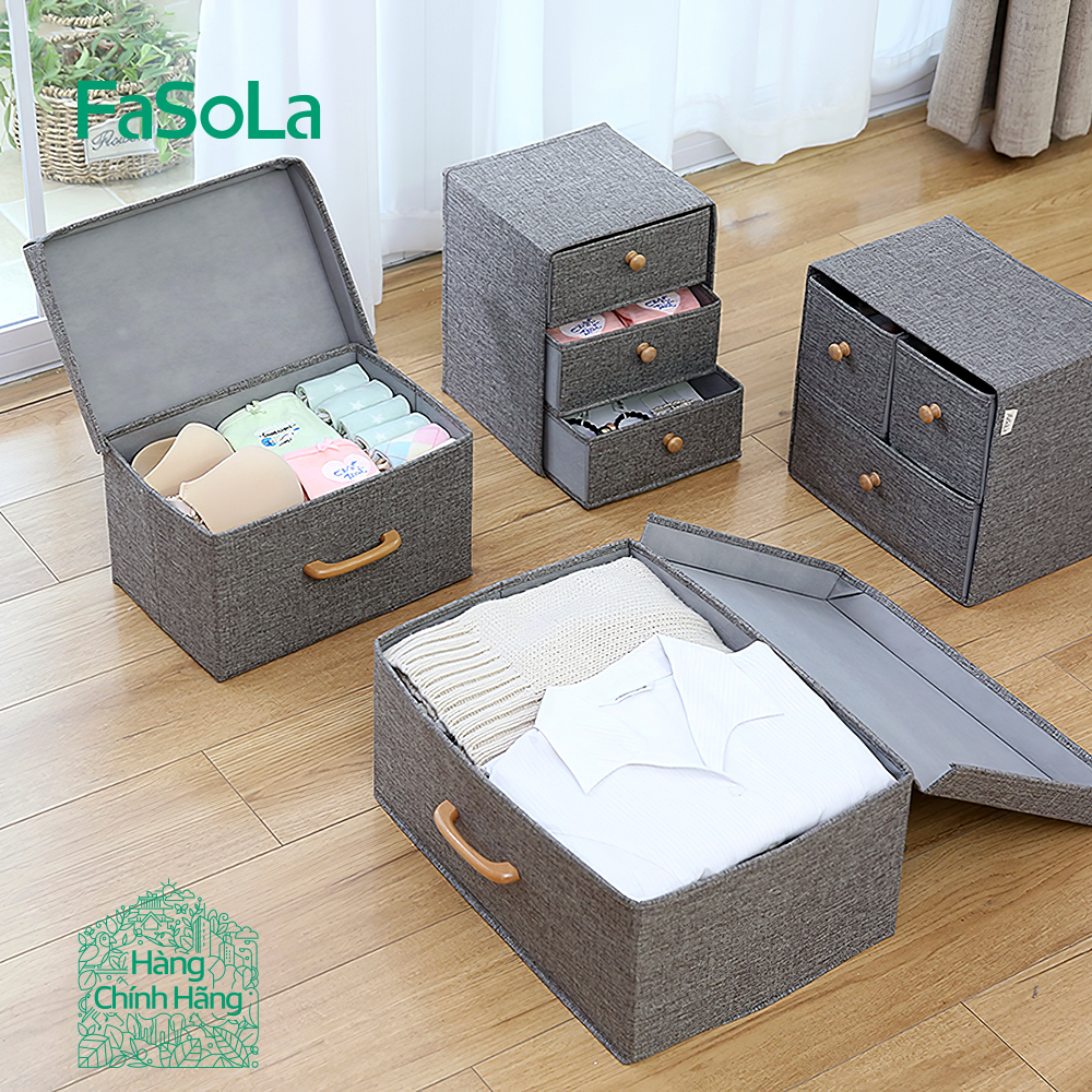 Hộp vải đựng đồ đa năng có nắp, dễ gấp gọn fasola fslps-194a