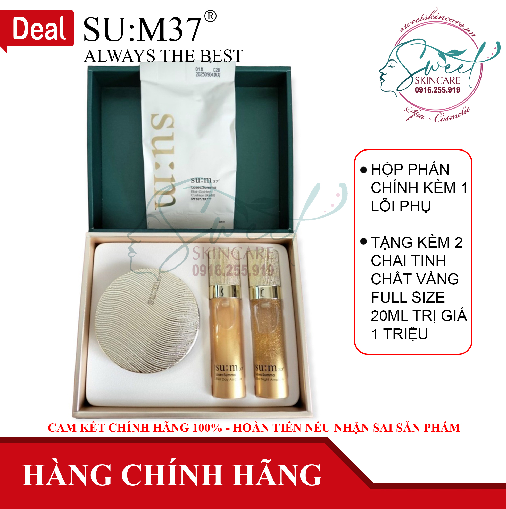 Phấn Nước Su:m37 Losec Summa Golden Cushion Limited - Che Khuyết Điểm - Lớp Nền Tự Nhiên Mỏng Nhẹ