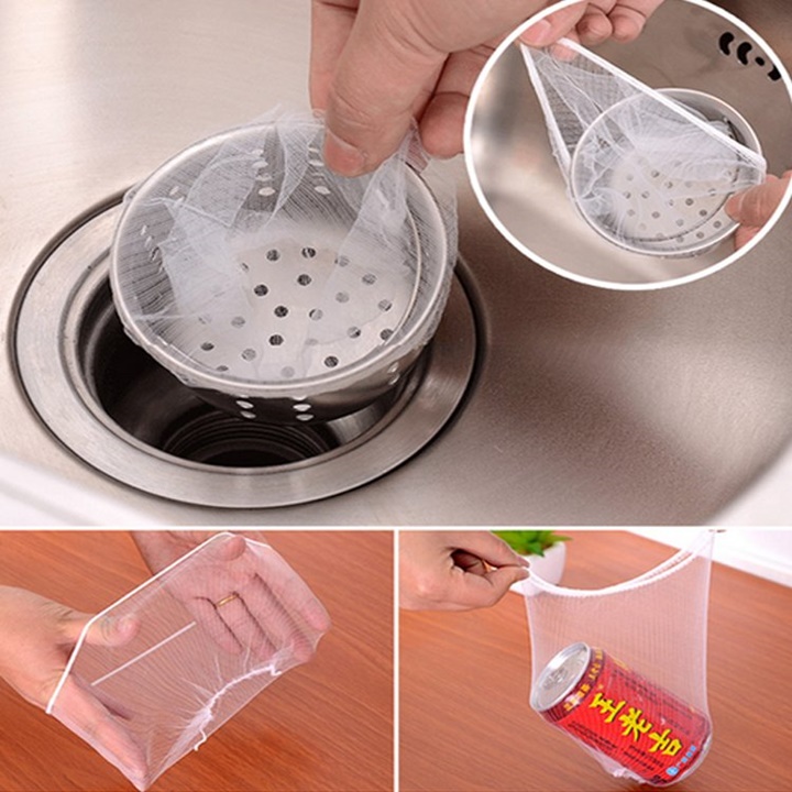 Combo 100 túi lưới lọc rác bồn rửa chén thông minh