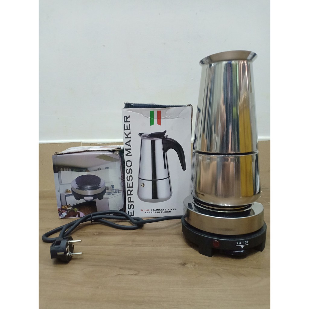 [HCM]COMBO ẤM PHA CÀ PHÊ 200ml INOX VÀ BẾP ĐIỆN MINI 500W - LOẠI TỐT