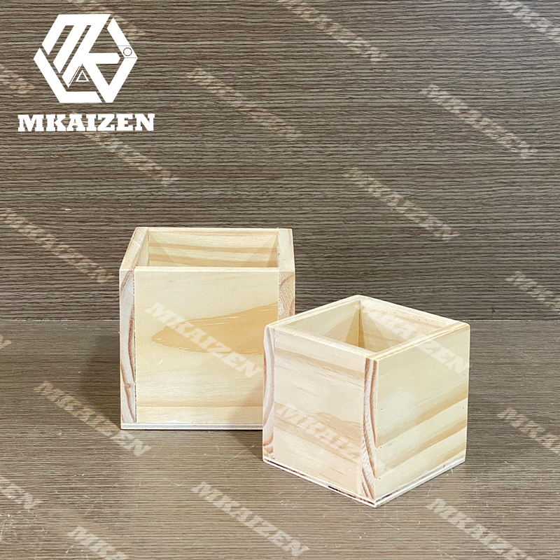 Chậu gỗ vuông - Hộp gỗ vuông - Chậu trồng cây để bàn -chậu trồng sen đá