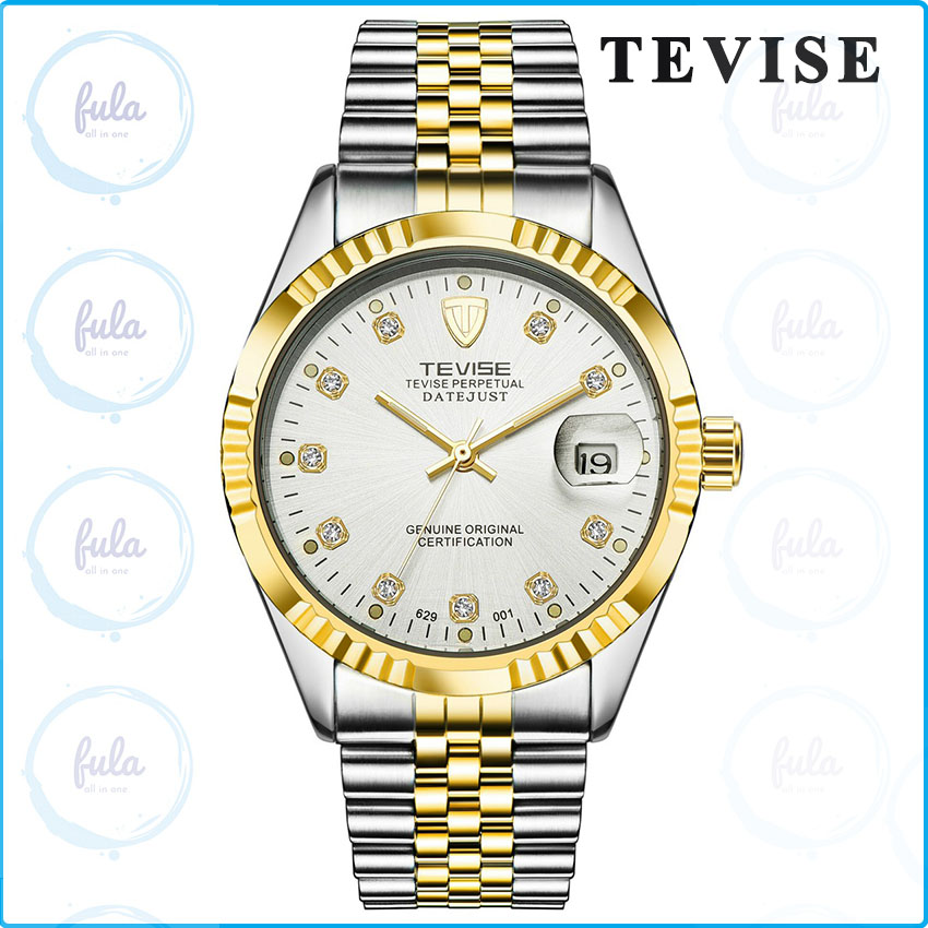 Đồng hồ nam máy cơ Tevise 629-001 automatic 629001 với thép không gỉ chống nước chống trầy full box . Fula