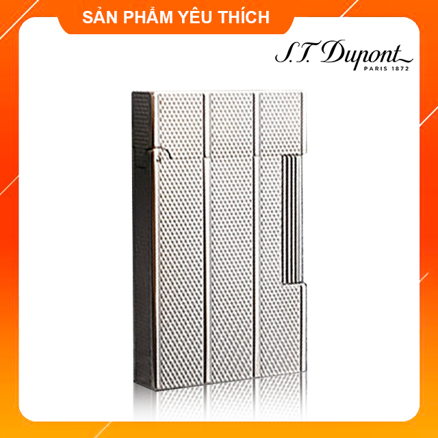Vỏ Hộp Quẹt Bật Lửa Dupont D94T Họa Tiết Hình Thoi Mini Kẻ Dọc Màu Bạc - Dùng Gas Đá Cao Cấp (KHÔNG XĂNG KHÔNG GAS)