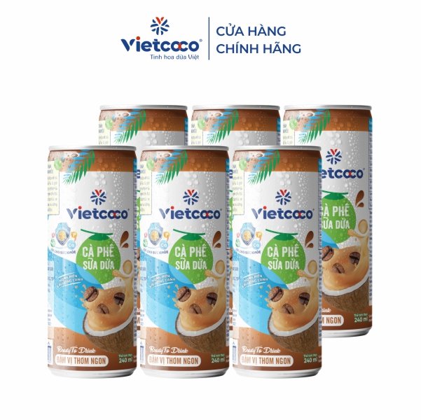 Combo 6 cà phê sữa dừa lon nhôm vietcoco 240ml